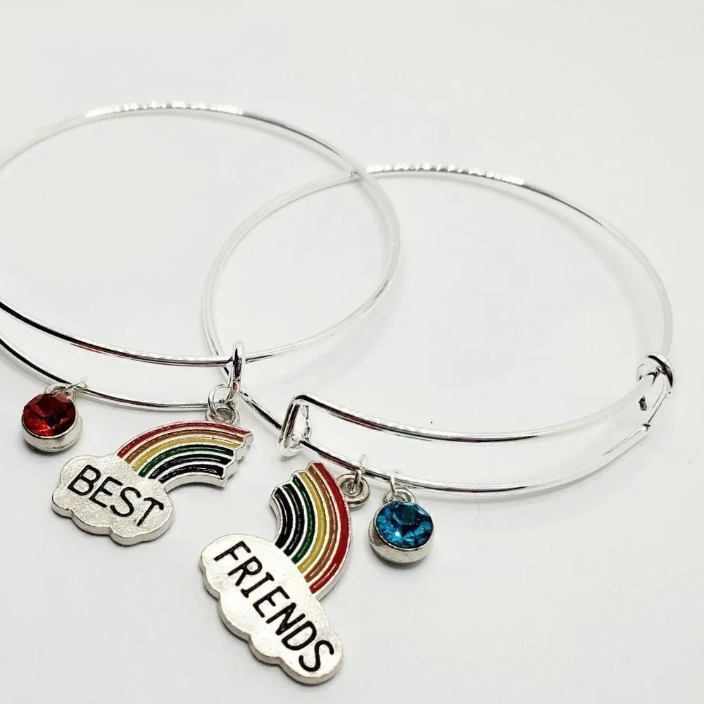 Silver Best Friend Set of 2 Charm Bracelets, Best Friend Gifts